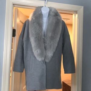 Gray Faux Fur Quilted Jacket